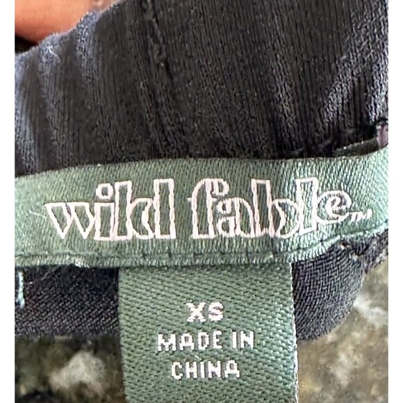 Womens Black Ruffle Skirt Side Slit Elastic Waist Maxi Midi Sz XS Gothic Witchy - Picture 6 of 11